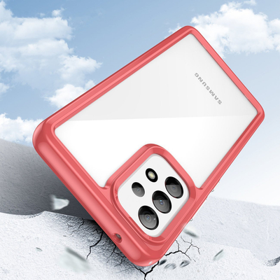 Kllëf telefoni Outer Space për Samsung Galaxy A53 5G, TPU dhe PC, transparent me kornizë rozë