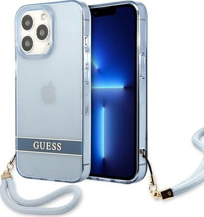 Mbulesë telefoni Guess GUHCP13LHTSGSB për iPhone 13 Pro / 13 6.1\", hardcase, blu e tejdukshme