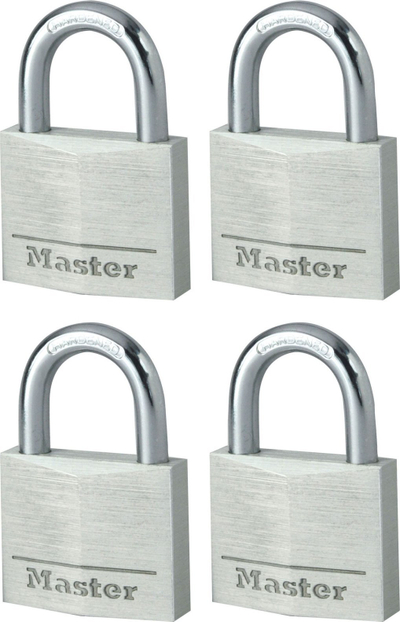 Set dryna Master Lock, 40mm, alumin, 4-pin, një çelës për 4 copë