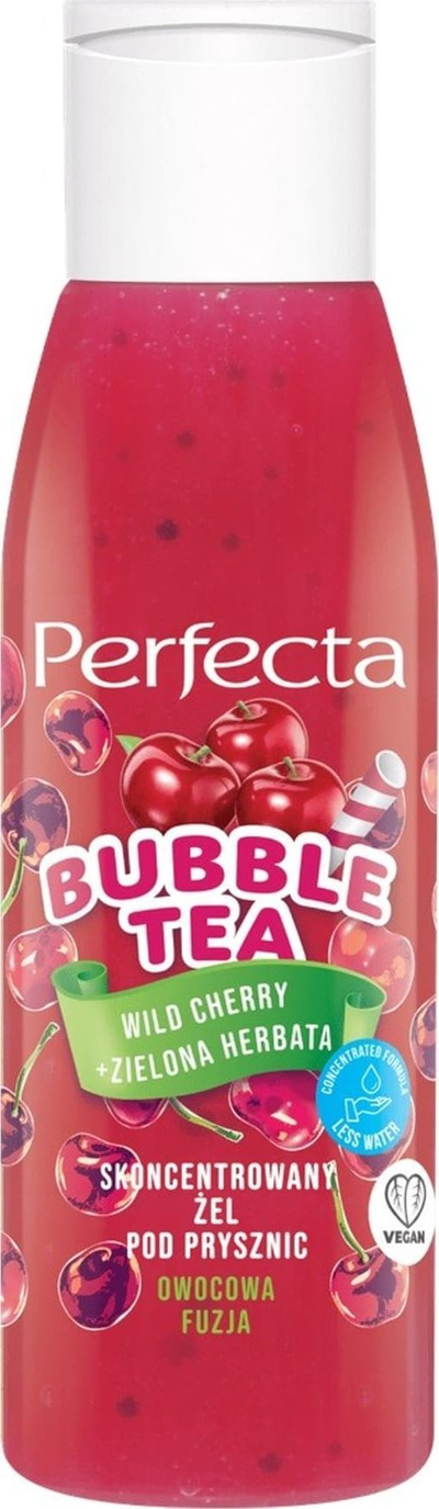 Xhel dushi Perfecta Bubble Tea Wild Cherry &amp; Green Tea Mini, i koncentru, që jep lagështi