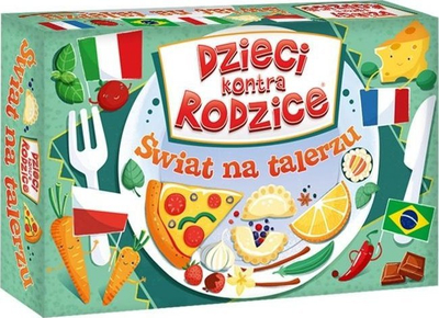 Lojë tavoline Child Versus Parents World on a Plate, familjare, quiz, shumëngjyrëshe