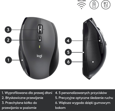 Mouse pa tela Logitech M705 Marathon, USB, ergonomik, gri