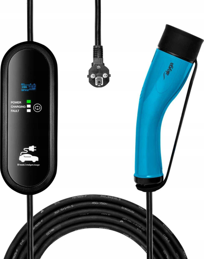 Stacion karikimi për makina elektrike Akyga AK-EC-19, Type 2, 3.7 kW 16A, 5 m, i zi me blu