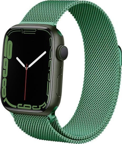 Rrip çeliku Crong Milano Steel për Apple Watch 42/44/45 mm, çelik inox, jeshil