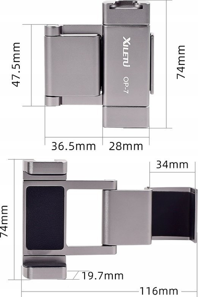 Adapter telefoni Xiletu OP-7 për DJI Osmo Pocket 2, metal, gri