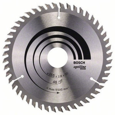 Teh rrethor Bosch Optiline Wood 2608642381, 165mm, 48 dhëmbë, 30mm