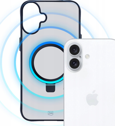 Maskë telefoni 3MK Smoke Case Mag Stand për iPhone 16, polikarbonat, kompatibile MagSafe, e tymosur