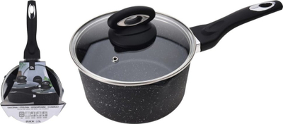 Tigan salcash Excellent Houseware, 18 cm, alumin i farkëtuar, i zi me pika