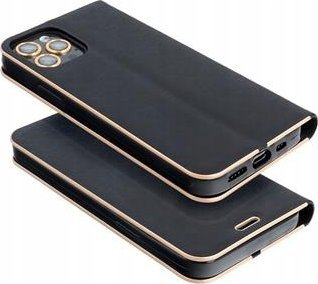 Kaburë telefoni Luna Book Gold për Samsung S24 Plus, mbrojtëse me magnet, e zezë