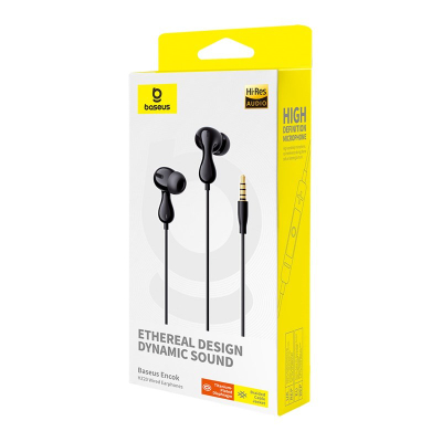 Kufje me kabllo Baseus Encok CZ20 HZ20, Type C, 3.5mm, Hi Res Audio, të zeza