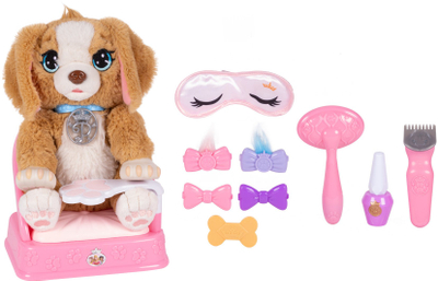 Set loje me qenush pelushi Disney Princess My Choyé Puppy, me gjerra për stilim, për role play, rozë