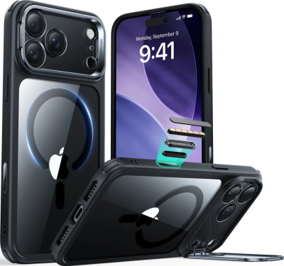 [OUTLET] Mbrojtëse me mbajtëse ESR për iPhone 17 Pro, transparente/zezë