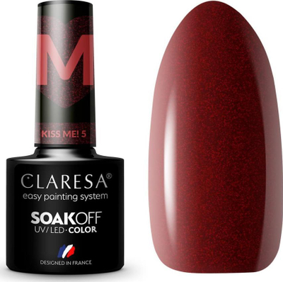 Llak xheli për thonj Claresa Kiss Me 5, UV LED, 5g, e kuqe me shkëlqim