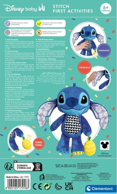 Lodër pellushi Clementoni Lilo Baby Stitch Disney, lodër për karrocë, shumëngjyrëshe