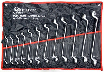 Set çelësa unazorë Geko G11544, 12 copa, 6-32mm, në çantë tekstili