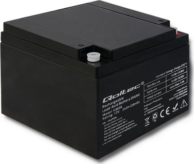 Bateri AGM Qoltec 50306, 12V, 24Ah, e zezë