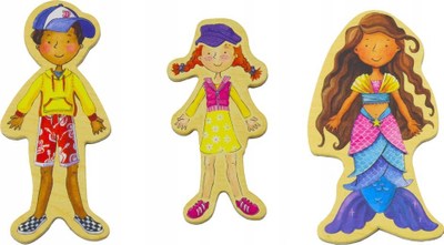 Set magnetesh druri Woodyland Wooden Characters, 20 copë, shumëngjyrësh