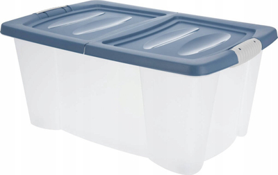 Kuti plastike me rrota Storagesolutions, 45L, me kapak që mbyllet, transparente