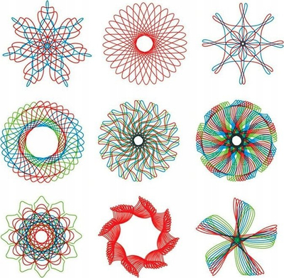 Set vizatimi Spirograph 3D, me shabllone, shumëngjyrësh