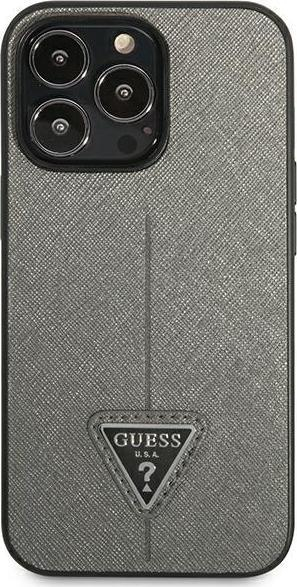 Mbulesë telefoni Guess Saffiano Triangle GUHCP13LPSATLG, për iPhone 13 Pro 6.1", hardcase, argjend