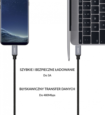 Kabllo për karikim të shpejtë Aukey, USB-C, 1m (CB-CD5)