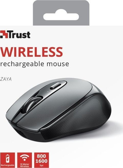 Maus Trust Zaya 23809, wireless, i rikarikueshëm, i zi