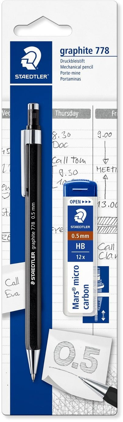 Laps mekanik Staedtler 7785ABK25D, 0.5mm, fortësi B, i zi