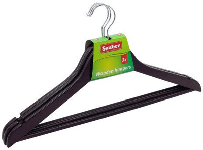 Set varëse druri Sauber Hanger 24850004, 3 copë, dru i fortë, ngjyrë natyrale