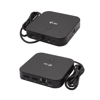 Stacion docking USB-C i-tec, me dy ekrane, 100W karikim Power Delivery, i zi