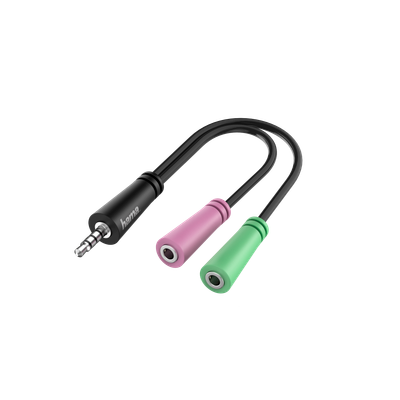 Adapter Hama 4-pin, 3.5 mm - 2x 3.5 mm, e zezë