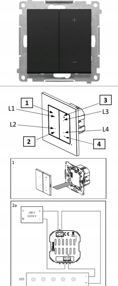 Dimmer LED Simon 55, 12-24V, Wifi, i bardhë