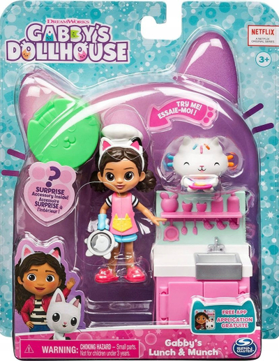 Set loje Spin Master Gabby’s Dollhouse Lunch and Munch Kitchen, 2 figura, për kalamaj 3+, me ngjyra