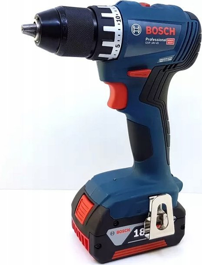 Trapano vidhosëse pa kabllo Bosch GSR 18V-45, 18V, me 2 bateri 3.0Ah, blu