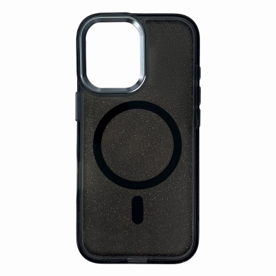 Mbrojtëse telefoni Hurtel Glitter MagSafe për iPhone 17, transparente me shkëlqim, e zezë