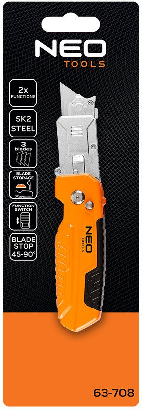 Thikë pune NEO Tools 63-708, ergonomike, 223 g, portokalli