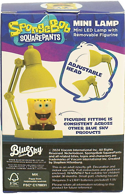 Llampa tavoline SpongeBob SquarePants Mini, LED, me figurë që hiqet, e verdhë