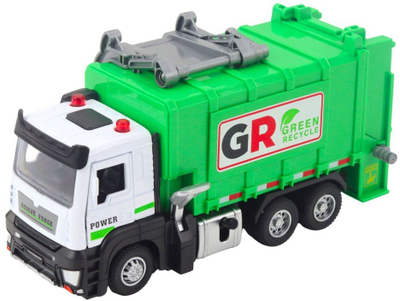 Kamion lodër komunal me motor Garbage Truck, 4 kosha, drita dhe tinguj, jeshil