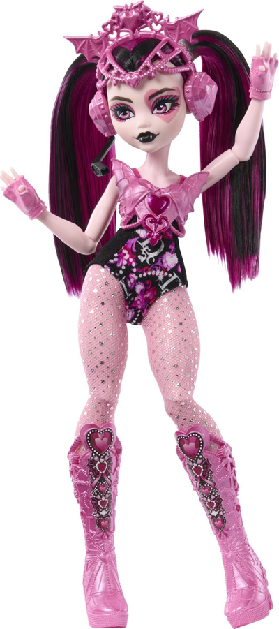 Kukull Monster High Skulltimate Secrets Draculara, set me lodra e aksesorë, me arkë sekrete, rozë me të zezë