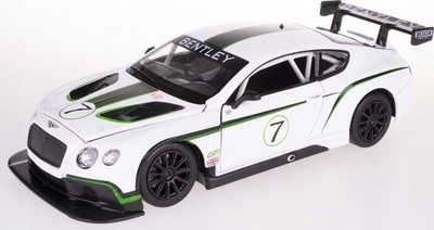 Maket veture Bentley Continental GT3 Concept, 1:24, metalik, me drita dhe zë, i bardhë