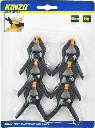 Set kapëse druri Kinzo, 65 mm, 6 copë, të zeza