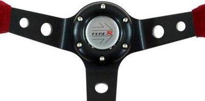 Timon sportiv MTuning Steering Wheel Pro 350mm, offset 80mm, suede i kuq