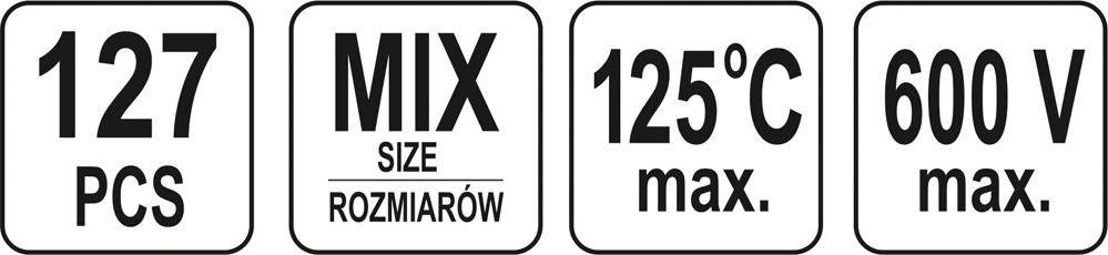 Set mëngësh Yato YT-06866, për tkurrje nga nxehtësia, 127 copë, të zeza 4