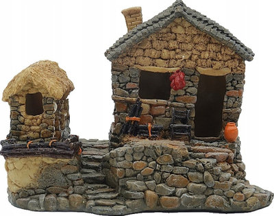 Ornament për akuarium Aqua Nova AN623, shpi dekorative qeramike, ngjyrë natyrale