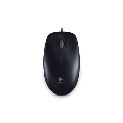 Maus Logitech B100 Optical, USB, me kabllo, i zi
