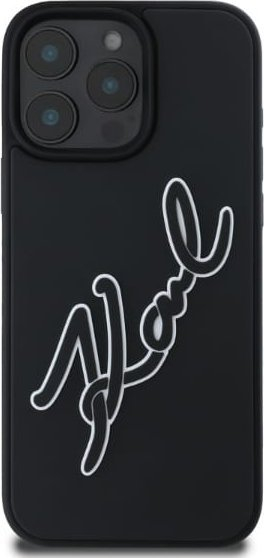 Mbrojtëse telefoni Karl Lagerfeld 3D Rubber Bicolor Signature, për iPhone 16 Pro Max 6.9", TPU dhe PC, e zezë