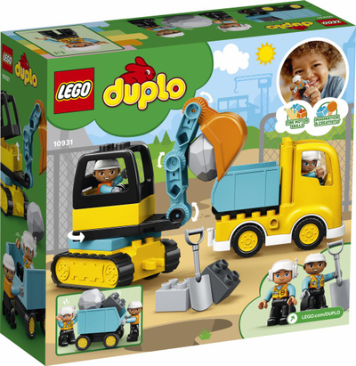 Set lodrash LEGO Duplo Truck and Crawler Excavator 10931, ndërtim, për fëmijë 2+