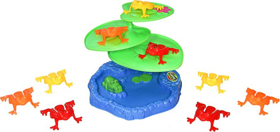 Loja tavolinë Game Jumping Frogs, me bretkosa plastike, mbi 3 vjeç, me ngjyra nga të gjitha