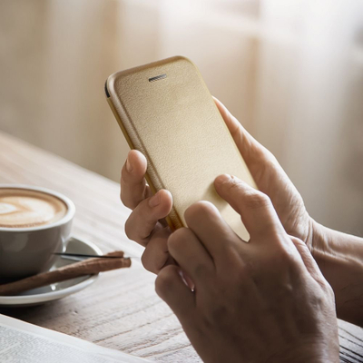 Këllëf telefoni Forcell Elegance për Xiaomi Redmi 10C, palosës, me kapak ekrani, ngjyrë gold