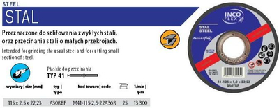 Disk Techniflex për prerjen e metalit 115x2.5x22.2mm 