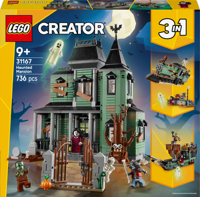 Lodër ndërtuese LEGO Creator Haunted Mansion, set 3in1, për fëmijë, shumëngjyrëshe